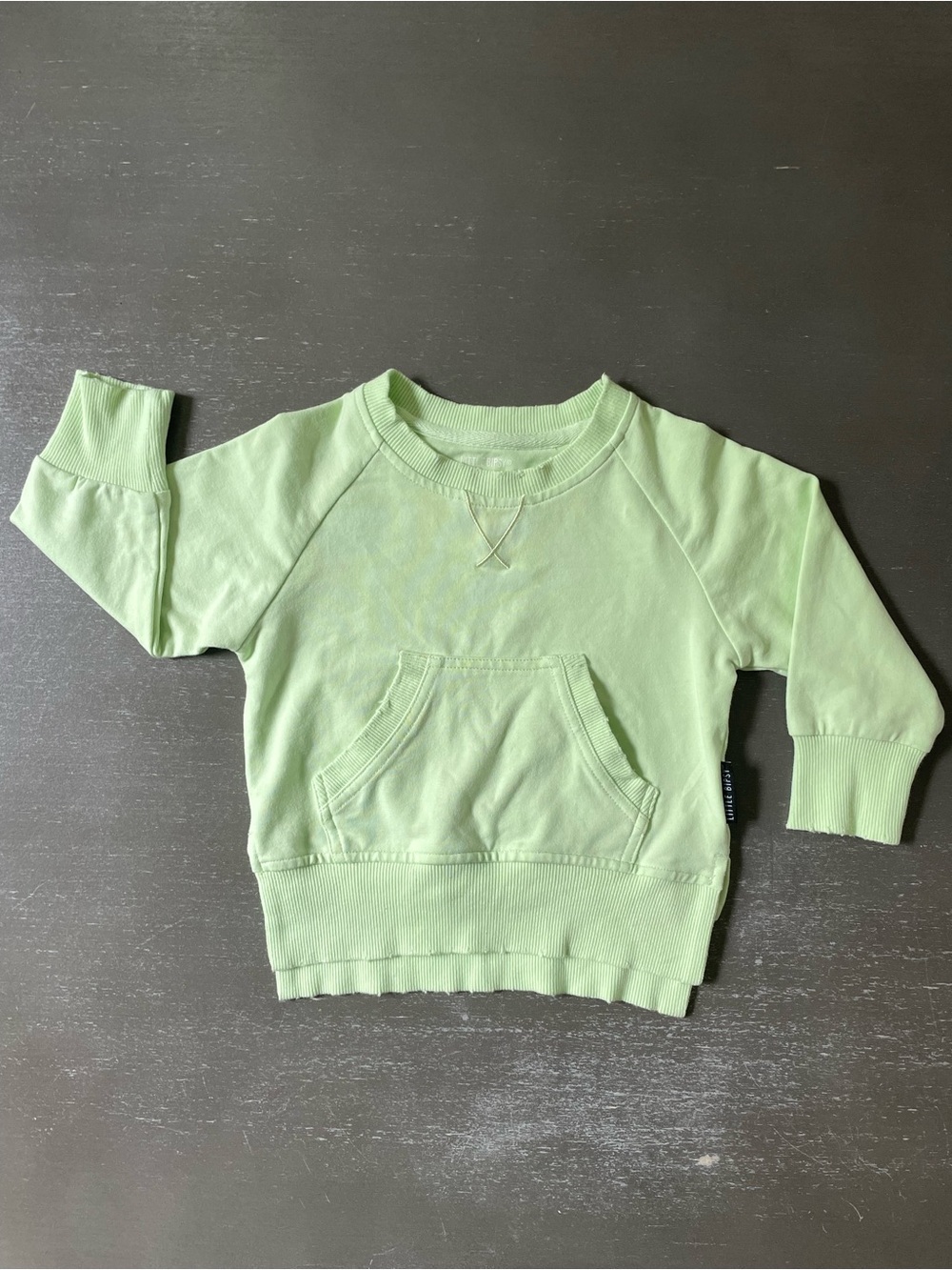 6-12M Little Bipsy Light Green Distressed Pullover Sweatshirt